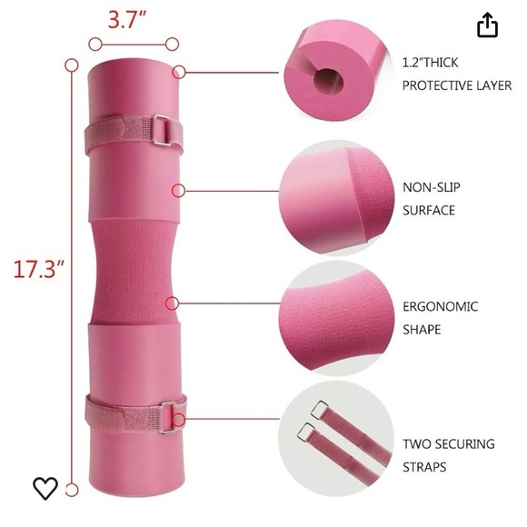 Pink Barbell Squat Pad for Standard Set, Barbell Pad for Hip Thrusts - Picture 2 of 3